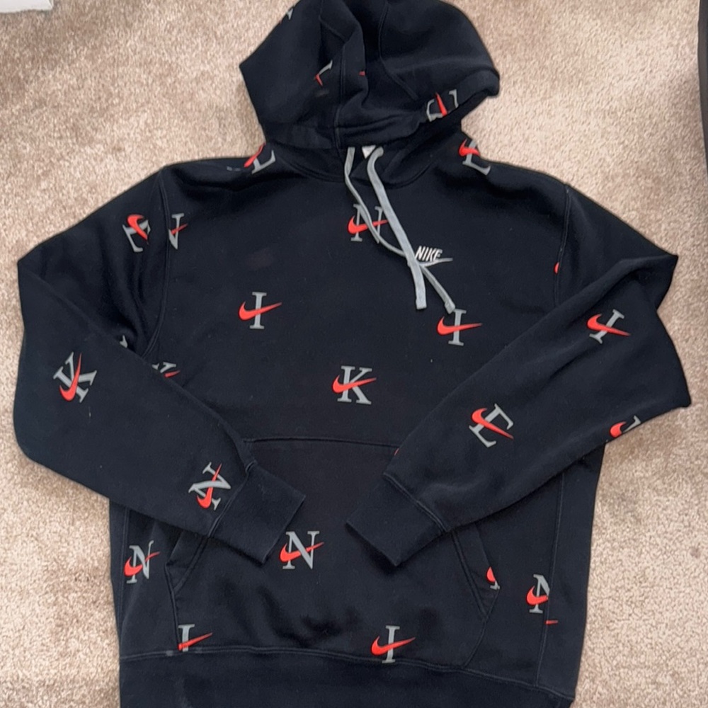 Nike Men's Black Hoodie with Red Accents